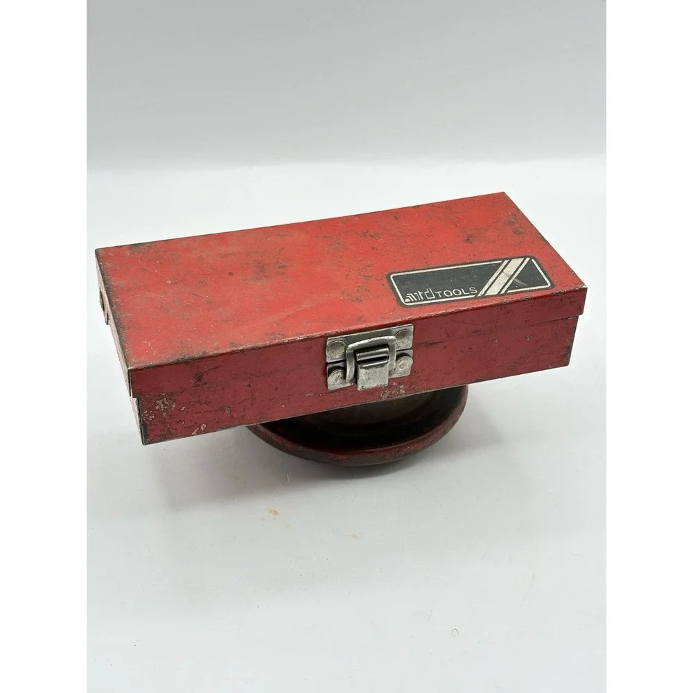 Small Red Metal Steel Box With Latch Industrial Decor Rustic